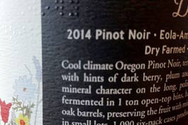 Daffodil bottle of 2014 Pinot Noir showing their braille labels